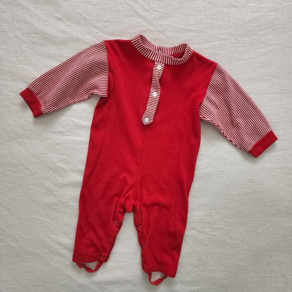 Vintage Red Striped Bodysuit 9-12 months - Picture 1 of 9